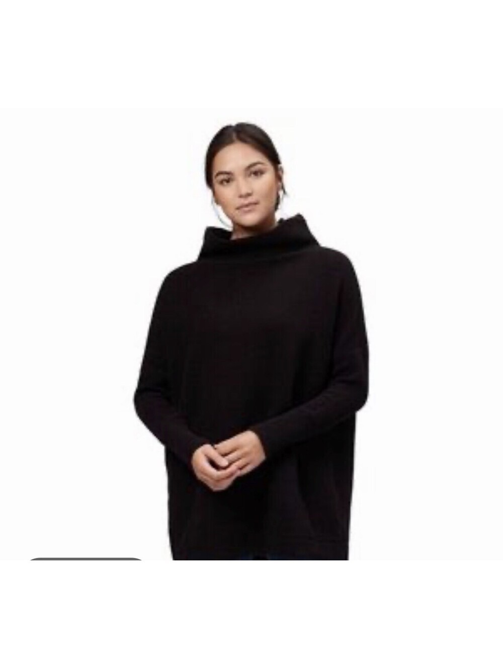 Free People Ottoman Sweater Black Mock Neck Slouchy Tunic Oversized Cozy